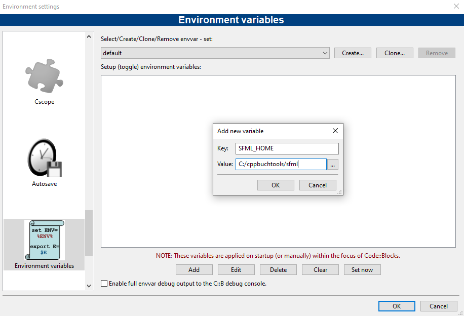 Umgebungsvariable einstellen