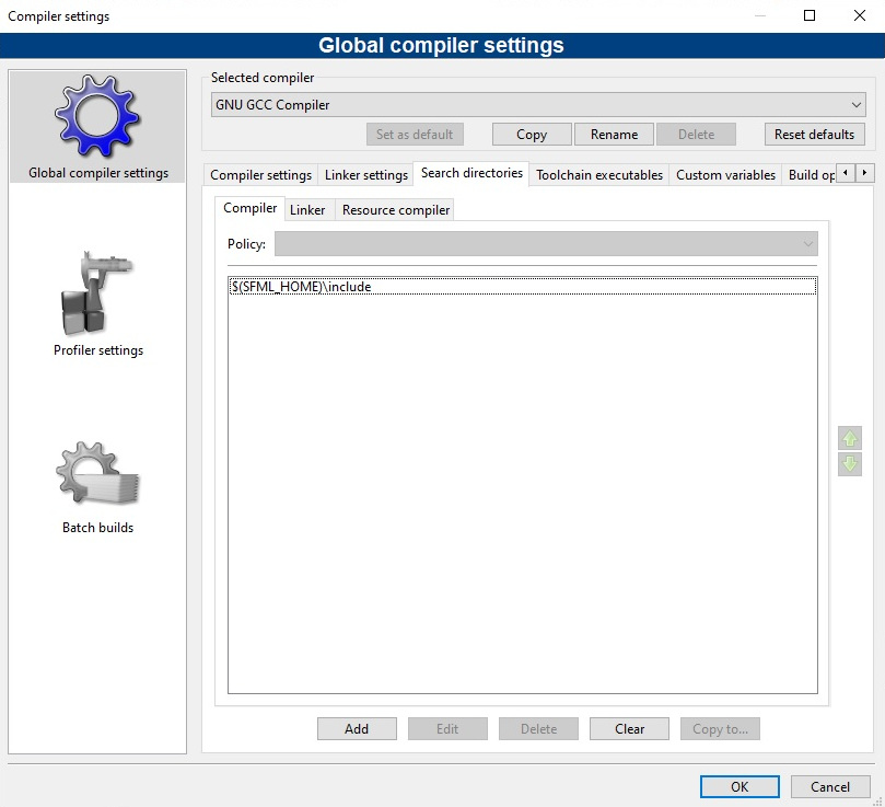 lib
 dirs einstellen