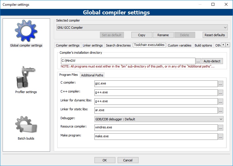 Toolchain executables